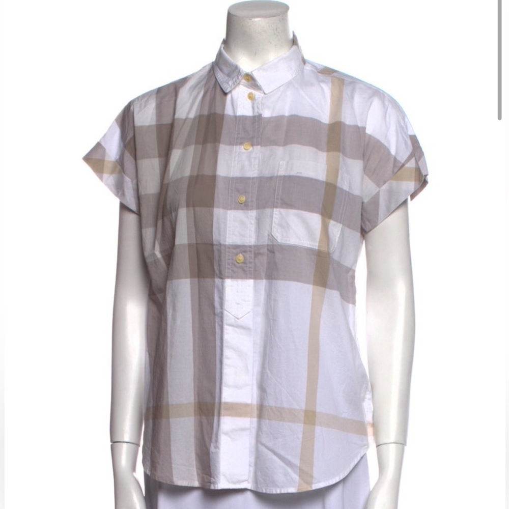 Burberry Brit
Plaid Print Short Sleeve Button-Up Top